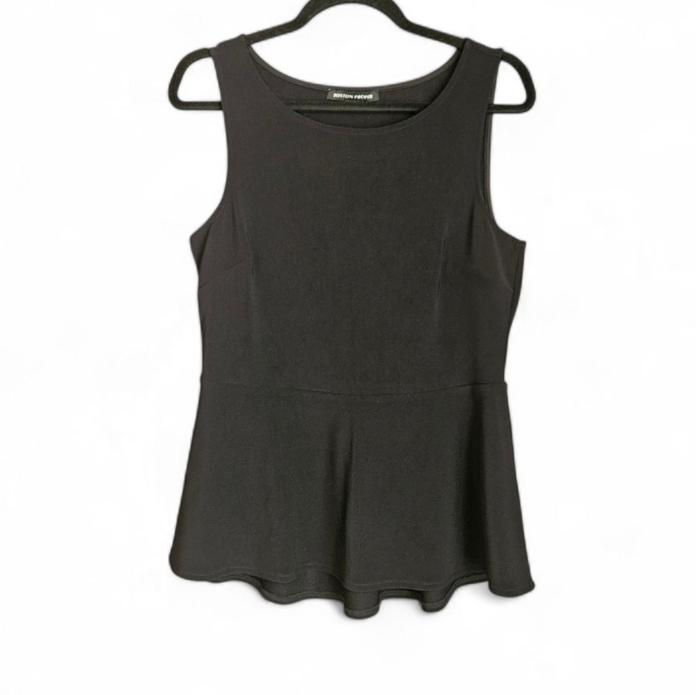 ​Boston Proper Beyond Travel Sleeveless Peplum Top Black M